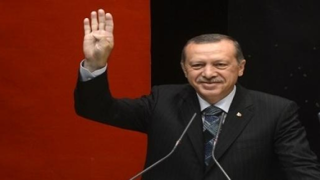 Il Presidente turco Erdogan durante una conferenza