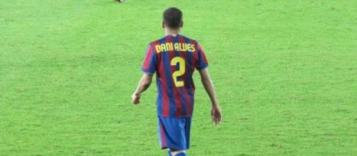 Dani Alves in Barcelona's jersey.