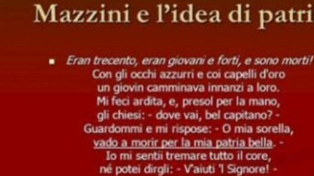 poesia di Mercantini sullo sbarco dei 300 a Sapri.