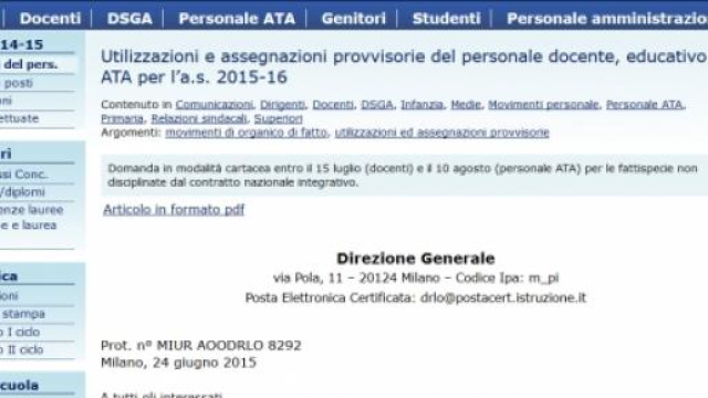 Domanda utilizzazione e assegnazione 2015/2016