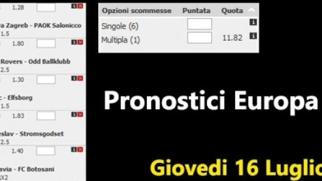 Pronostici di Europa League per Giovedi 16 Luglio
