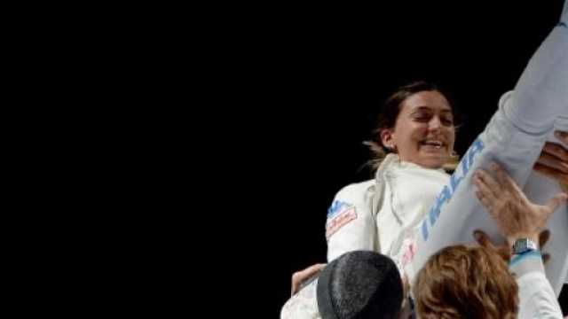 Rossella Fiamingo dopo la medaglia d'oro 