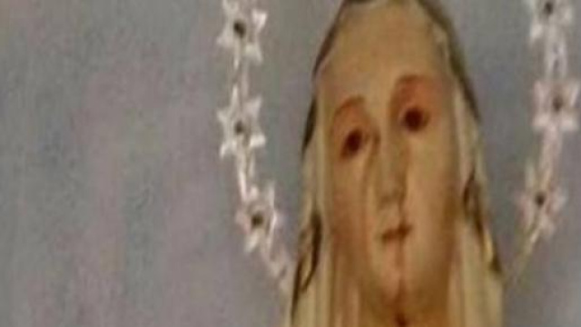 Sangue di capriolo su statua della Madonna