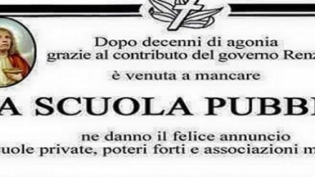 La locandina funebre ideata dai docenti