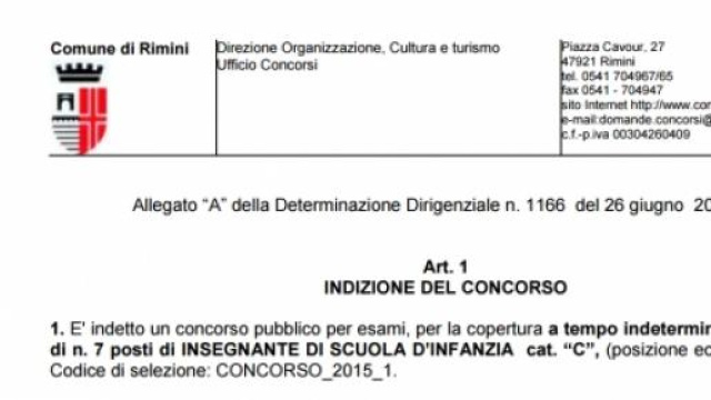 Concorso per 7 insegnanti nella scuola materna