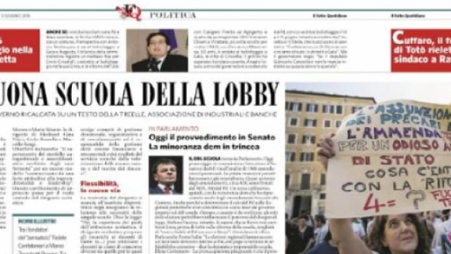 La prima pagina del Fatto Quotidiano