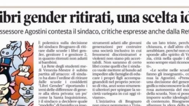 Comuni italiani mettono all'indice libri "gender"