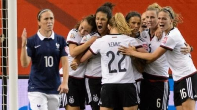 Joie de l'Allemagne apr&egrave;s sa victoire aux TAB
