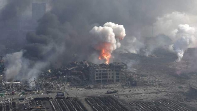 Un'immagine dell'esplosione a Tanjin