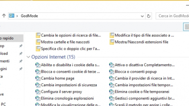 GodMode, opzioni nascoste di windows 10