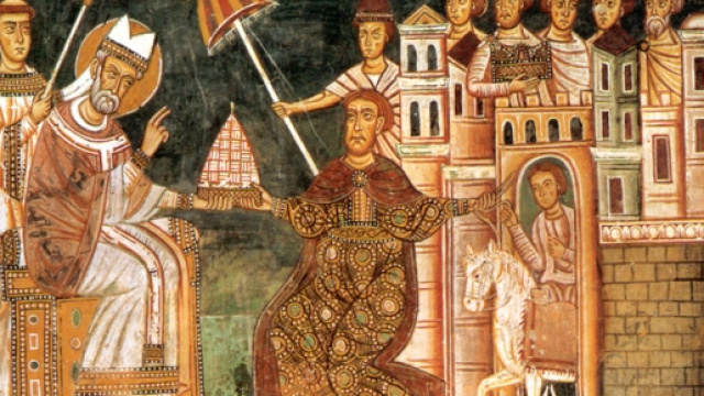 Vita di Costantino. Imperatore omaggia il Papa