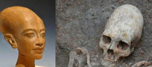 A la izquierda, Akenaton, y a la derecha el cr&aacute;neo