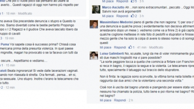 Utenti su Facebook commentano l'accaduto