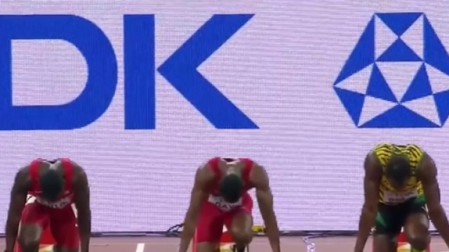 Gatlin e Usain Bolt alla partenza dei 100 metri