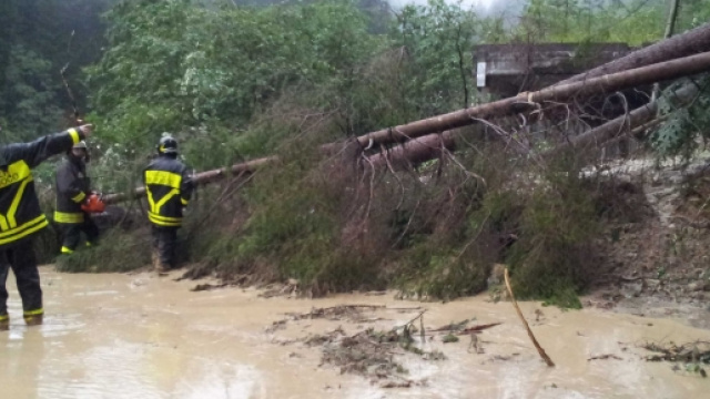 Bomba d'acqua con frana in Cadore
