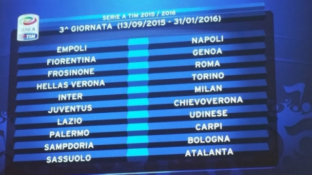 Il programma della 3^ giornata si Serie A