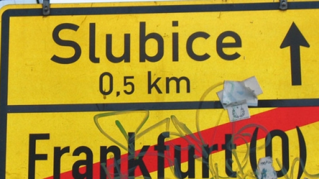 Cartello sulla frontiera Polonia Germania