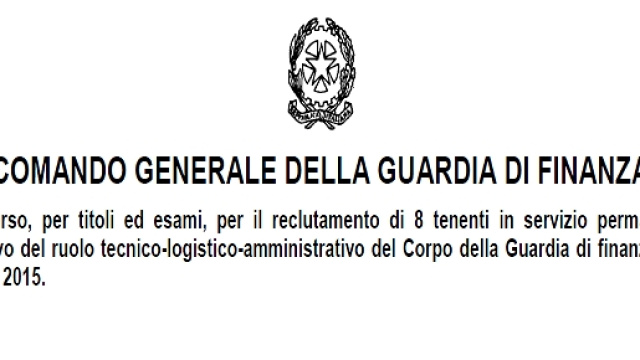 Bando Guardia di Finanza per tenenti