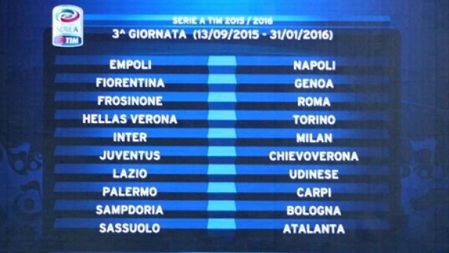 3^ GIORNATA SERIE A TIM 2015/2016