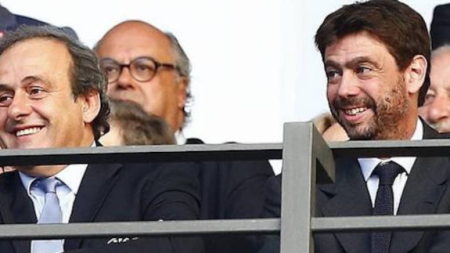 Il presidente Uefa Michel Platini e Andrea Agnelli