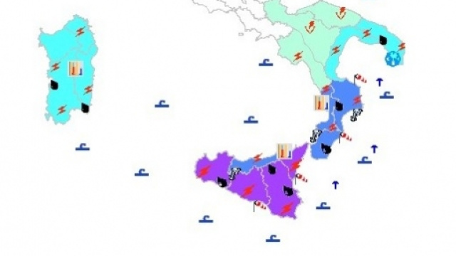 Allerta meteo: maltempo Sicilia-Calabria 9-10/9