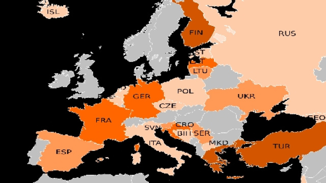 La cartina delle nazioni partecipanti a Eurobasket