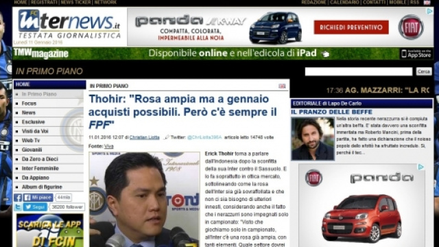 Calciomercato 2016, parla Thohir sul sito Inter