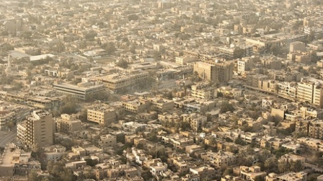 La citt&agrave; di Baghdad vista dall'alto.