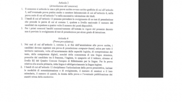 Bozza decreto prove concorso scuola 2016