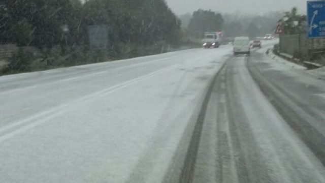 Un'immagine della neve caduta sul Salento.