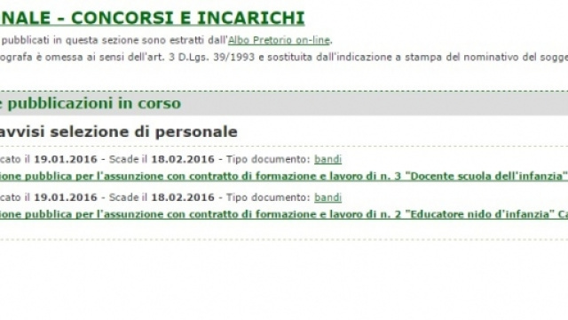 Selezione pubblica per educatore asilo nido