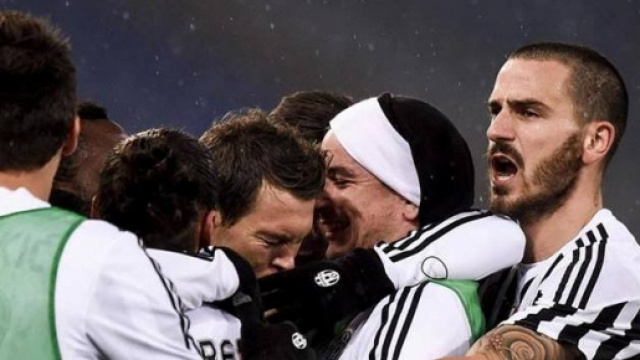 Esultanza juventina al gol-vittoria