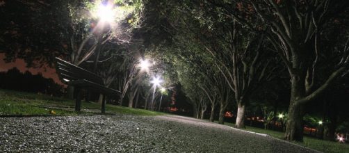Photo "Park Bench at Night" by Wikimedia Commons