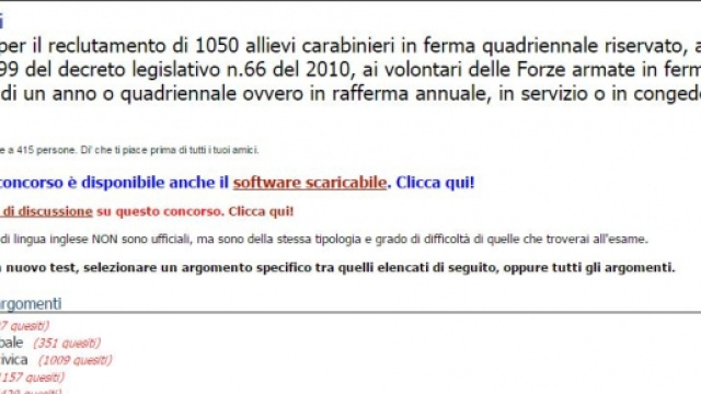 concorso carabinieri quiz preselettivi