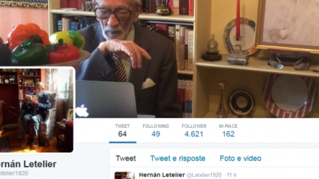 Hern&agrave;n Letelier a 95 sbarca su Twitter