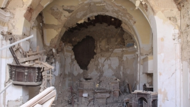 La chiesa di San Giovanni ad Amatrice, pesantemente danneggiata dal terremoto