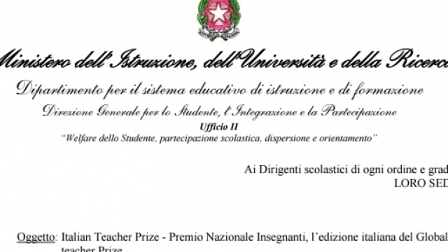 Miur, Premio Nazionale al miglior docente