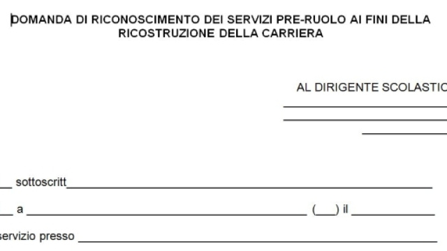 Modulo di domanda ricostruzione carriera