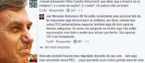 Bolsonaro faz acordo com Temer para que os militares n&atilde;o sejam prejudicado com a PEC 241