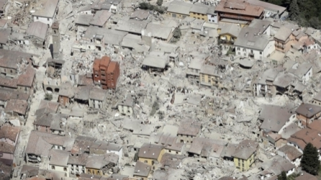 Amatrice vista dall'alto dopo il sisma del 24 agosto