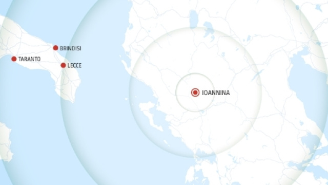 Ioannina &egrave; l'epicentro del violento sciame sismico che ha interessato Grecia e Puglia.