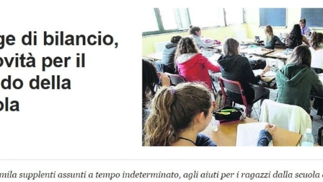 Legge di Bilancio per la scuola