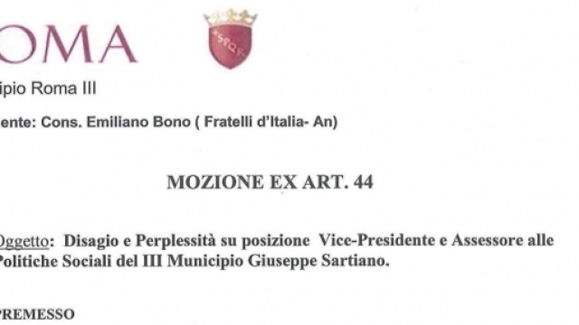 Foto della mozione di sfiducia presentata