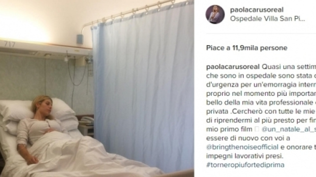 La "bonas" Paola Caruso pubblica una foto direttamente dall'ospedale dov'&egrave; ricoverata
