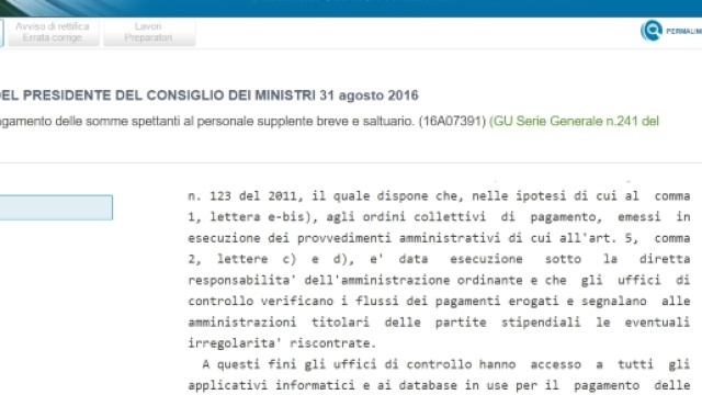 Modalit&agrave; pagamento supplenze brevi 2016/17