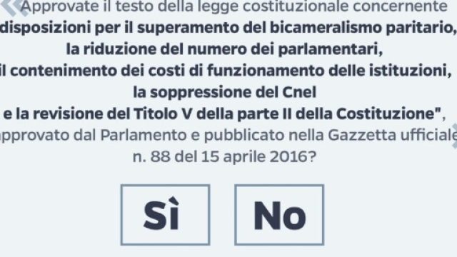 Il quesito del referendum costituzionale su cui hanno fatto ricorso SI e M5S