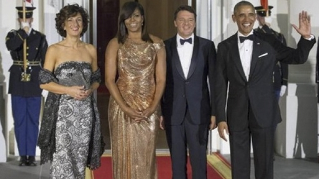 Obama e Renzi con le rispettive mogli