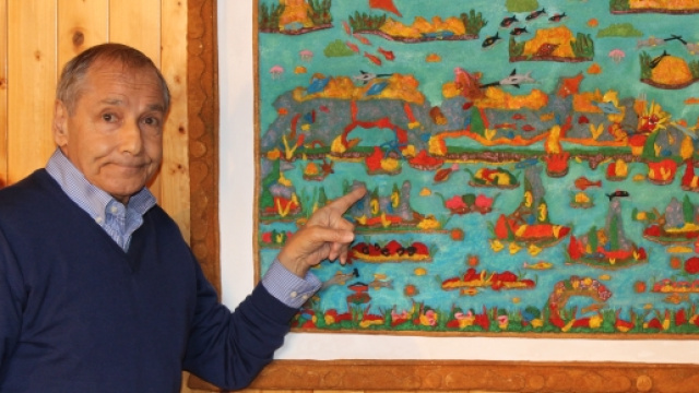 &ldquo;Itai Dhosin&rdquo; ( 60x80cm), opera di gommapiuma e smalti ad acqua. del Gabibbo, nome d'arte di Gero Caldarelli