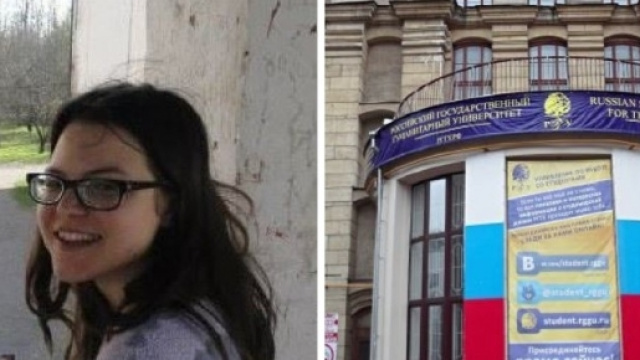 Giorgia Bernardele davanti all'Universit&agrave;