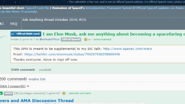 immagine della pagina dove si &egrave; tenuta l'AMA